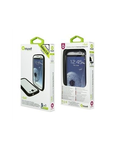 Kiwiku.com: Muvit iBelt - Funda (bumper) + protector de pantalla para Samsung Galaxy S3 i9300, negro - Electrónica
