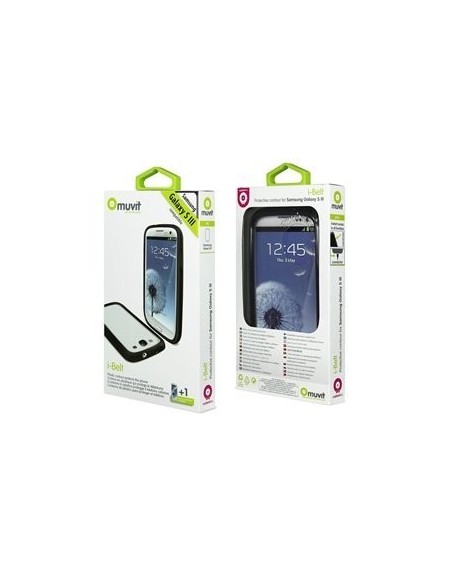 Kiwiku.com: Muvit iBelt - Funda (bumper) + protector de pantalla para Samsung Galaxy S3 i9300, negro - Electrónica