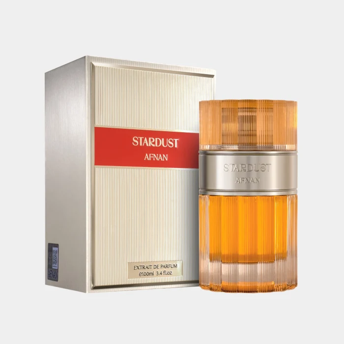 Frasco y estuche de Afnan Stardust Extrait de Parfum 100 ml