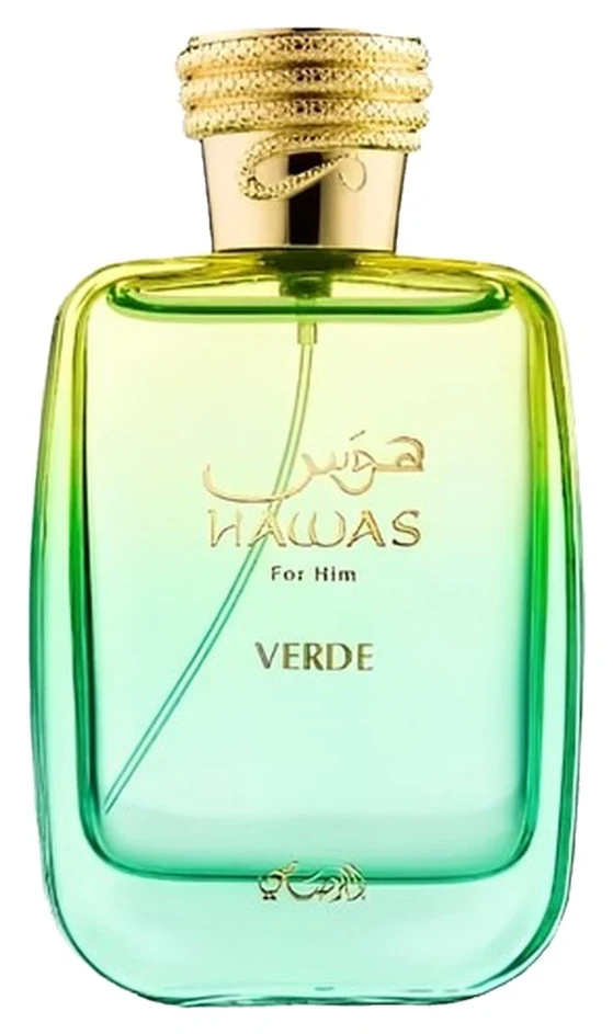 Frasco de Rasasi Hawas For Him Verde con tapón dorado de serpiente