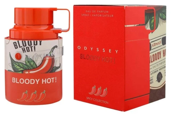 Frasco y caja de Armaf Odyssey Bloody Hot Eau de Parfum 100 ml