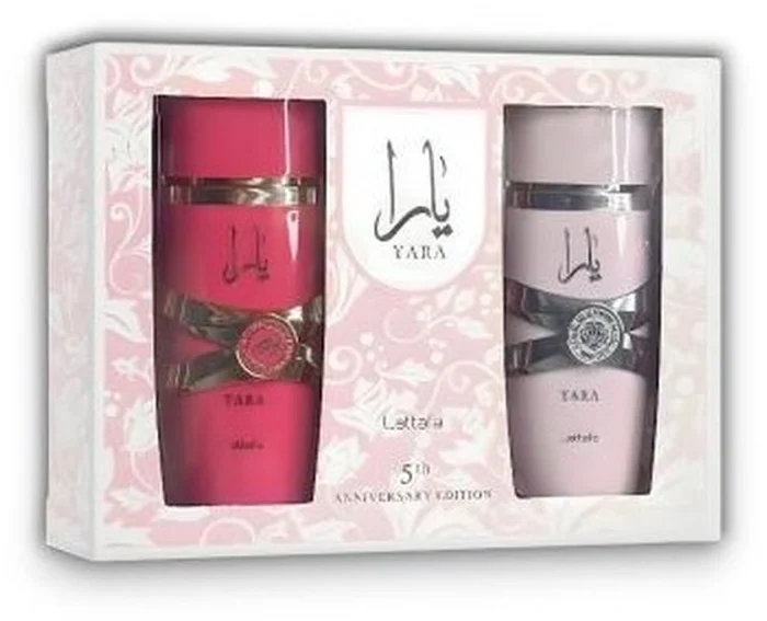 Estuche Lattafa 5th Anniversary Edition con Yara Candy y Yara de 100 ml