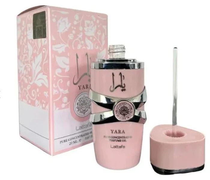Lattafa Yara Pure Concentrated Perfume Oil 20 ml con su varilla aplicadora y su caja