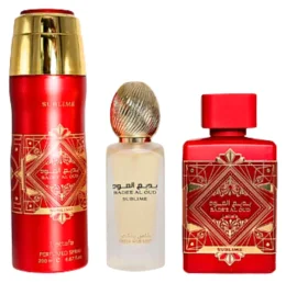 Lattafa Bade'e Al Oud Sublime Gift Set - Eau de Parfum 100 Ml + Perfumed Spray 200 Ml + Hair Mist 50 Ml para Hombres