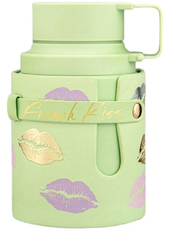 Frasco verde pastel de Armaf Odyssey French Kiss con estampado de besos