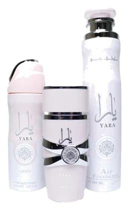 Lattafa Yara Gift Set 100ml Edp + 50ml Hair Spray + 200ml Perfumed Spray para Mujer