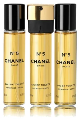 Chanel Nº 5 Eau de Toilette Vaporizador de Bolso 3x20ml Recarga 60ml para Mujer