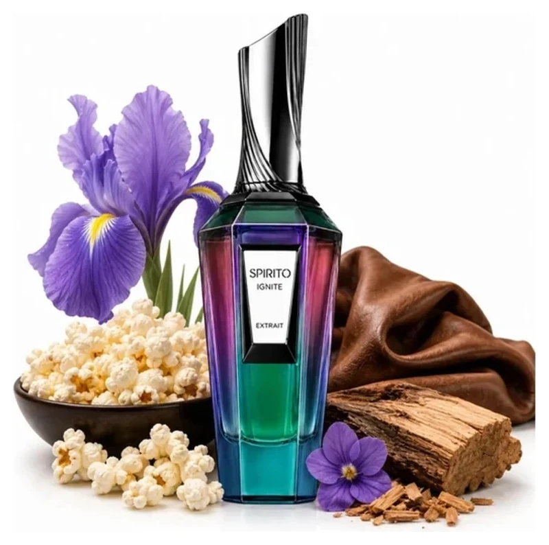 French Avenue Spirito Ignite con iris, palomitas, cuero, violeta y madera