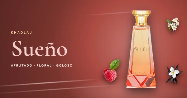 Khadlaj Sueño: frambuesa, flor de azahar y vainilla en un frasco tallado como una joya