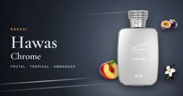 Rasasi Hawas Chrome: el Hawas plateado de melocotón, mango y maracuyá