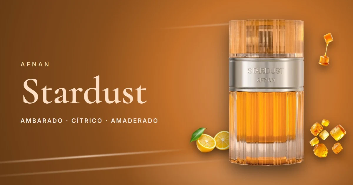 Afnan Stardust: cítricos, caramelo, coñac y ámbar en un Extrait de Parfum unisex