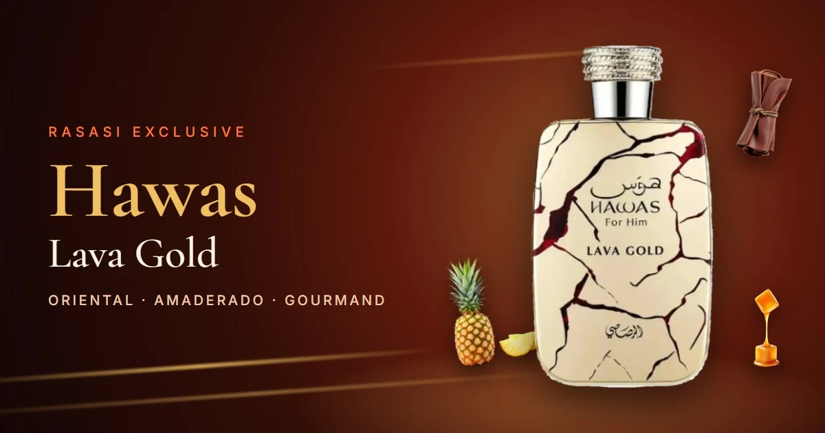 Rasasi Hawas Lava Gold: el Hawas de fruta, cuero, oud y caramelo