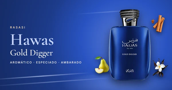Rasasi Hawas Gold Digger: el Hawas más cálido, con pera, canela y vainilla