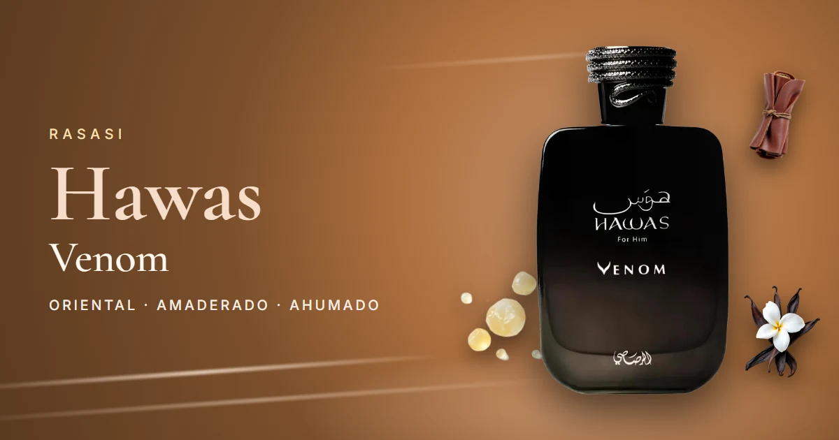 Rasasi Hawas Venom: el Hawas negro de incienso, cuero y vainilla